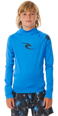 2026 Rip Curl Junior Waves UPF Long Sleeve Rash Vest 12VBRV - Blue Gum