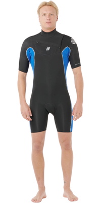 2026 Rip Curl Mens Dawn Patrol 2mm Chest Zip Shorty Fato De Mergulho 11RMSP - Electric Cobalt