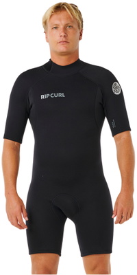 2026 Rip Curl Mens Trad Back Zip 2/2mm Short Sleeve Springsuit 12AMSP - Black