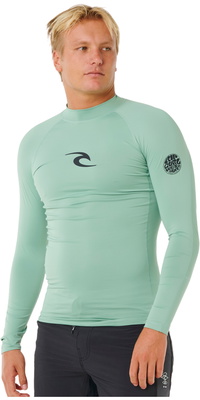 2026 Rip Curl Mens Waves UPF Performance Long Sleeve Rash Vest 16FMRV - Aloe