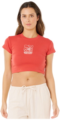 2026 Rip Curl Mulher Pacífico Coast Beb&eacute; Camiseta 0MKWTE - Deep Red