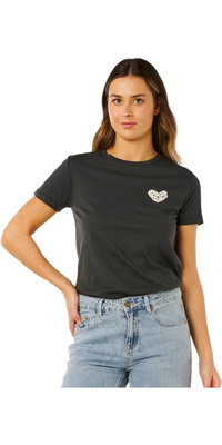 2026 Camiseta Feminina Com Logotipo RC Heart Da Rip Curl , 0MWWTE - Washed Black