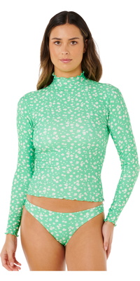 2026 Rip Curl Womens Surf Side UPF Long Sleeve Rash Vest 19ZWRV - Light Green