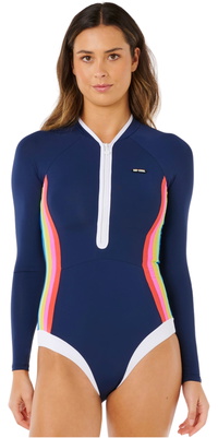 2026 Rip Curl Fato De Surf Feminino Surf Stripe UPF 19YWRV - Dark Navy