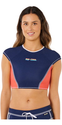 2026 Rip Curl Womens Surf Tide Crop Short Sleeve Rash Vest 0W3WSW - Dark Navy