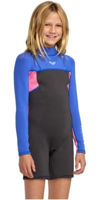 2026 Roxy Júnior Prologue+ 2/2mm Manga Comprida Back Zip Shorty Fato De Neopreno 26RW243501 - Cobalt