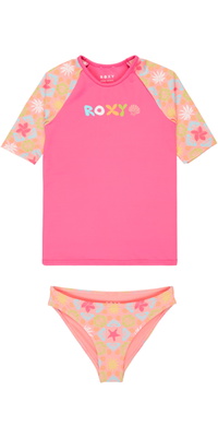 Conjunto De Lycra De Manga Curta Com Padrão Xadrez «Junior Check» Da Coleção « Roxy » 2026 - ERLWR03357 - Plumeria Hippie Hour Diagonal