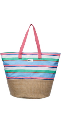 2026 Roxy Waikiki Life Tote Bag ERJBT03402 - Cloud Dancer Classic Stripe