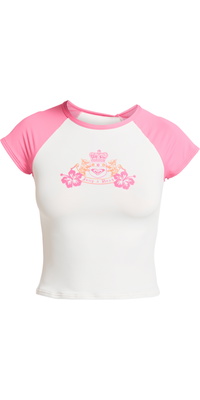 2026 Roxy Mulher Roxy Camisola De Manga Curta Juicy Em Lycra ERJWR03937 - Azalea Pink