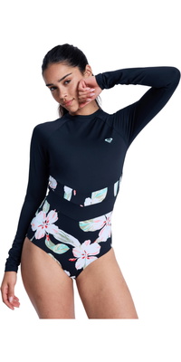 2026 Roxy Fato De Surf De Manga Comprida Para Mulher The Rider ERJWR03900 - Anthracite Spring Charming