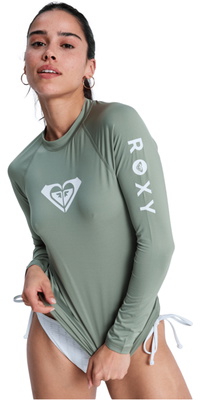 2026 Roxy Womens Whole Hearted Long Sleeve Rash Vest ERJWR03547 - Oil Green