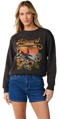 2026 Rip Curl Mulher Onda Padrão Crew Suéter 0CWWFL - Washed Black