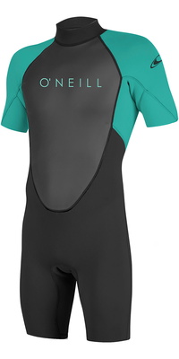 2025 ONeill Youth Reactor II 2mm Back Zip Shorty Wetsuit 5045 - Black / Aqua