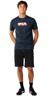 2026 Rip Curl Homem Linha De Sucursal Como A Mamãe T-Shirt 13SMTE - Dark Navy