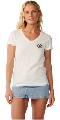 2026 Rip Curl Mulher Onda De Festa Camiseta Em V 0Q5WTE - Off White