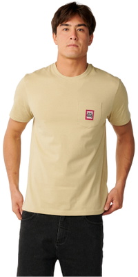 2026 Rip Curl Homem Linha De Bolso Em Formato De Crachá Camiseta 13TMTE - Khaki Sand