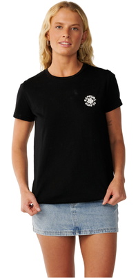 2026 Rip Curl Mulher Onda De Festa Camiseta De Manga Curta 0Q4WTE - Black