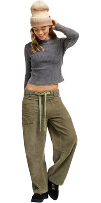 2026 Roxy Mulher Céu É Alto Cord Pants ERJNP03742 - Oil Green