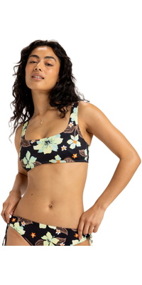2025 Roxy Womens PT Beach Classics Bikini Bralette Top ERJX305538 - Anthracite Hibiscus Heat Swim