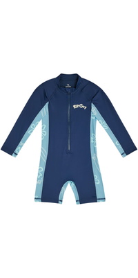 2026 Rip Curl Junior Ride Fato De Banho De Manga Comprida Wave UPF 129TRV - Light Navy