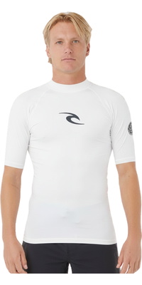 2026 Rip Curl Mens Waves UPF Performance Short Sleeve Rash Vest 16MMRV - White