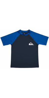 2026 Quiksilver Junior Everyday UPF50 Short Sleeve Rash Vest AQBWR03064 - Dark Navy / Monaco Blue