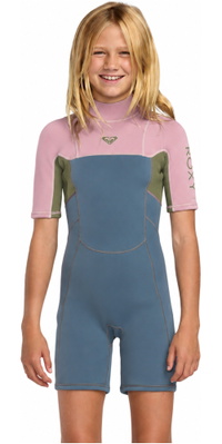 2026 Roxy J&uacute;nior Prologue+ 2/2mm Back Zip Shorty Fato De Neopreno 26RW253501 - Ash
