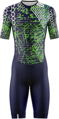 Fato De Triatlo Masculino « HUUB » 2026, Modelo «Collage» - COLTSNL - Navy / Verde-limão