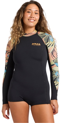 2026 Billabong Womens Spring Fever Natural 2mm Long Sleeve Spring Wetsuit 24BW193504 - Black Tropical