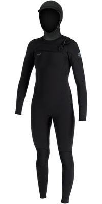 2026 O'Neill Mulher Epic 6/4mm Chest Zip Com Capuz Fato De Neopreno 5653 - Black
