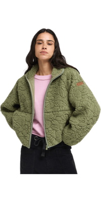 2026 Roxy Womens Blurry Cloud Full Zip Relaxed Fleece  ERJPF03212 - Oil Green Outline Mo