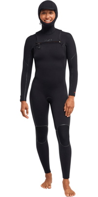 2026 Roxy Mulher Elite Xtra Warm 6/5mm Chest Zip Com Capuz Fato De Neopreno ERJW203015 - True Black