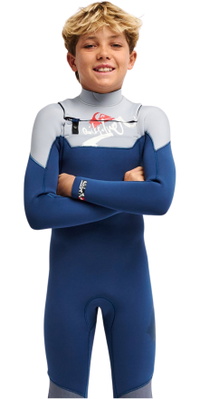 2026 Quiksilver J&uacute;nior Young Guns 4/3mm Chest Zip Fato De Neopreno EQBW103130 - Dark Denim