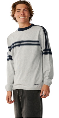 2026 Rip Curl Mens Archive TWU Stripe Crew Knit Sweatshirt 00TMKN - Grey Marle