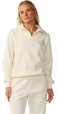 2026 Rip Curl Mulher Onda De Festa 1/2 Zip Fleece 0ECWFL - Off White