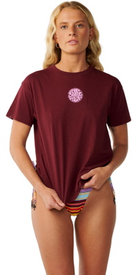 2026 Rip Curl Mulher Ícones Do Surfe Relaxed T-Shirt 0RVWTE - Dark Plum
