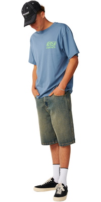 2026 Rip Curl Homem Arquivo Rasgado T-Shirt 12PMTE - Bluefin