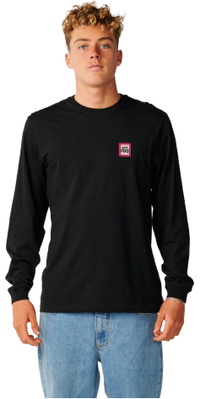 2026 Rip Curl Homem Emblema Estilizado De Manga Longa Camiseta 13UMTE - Black