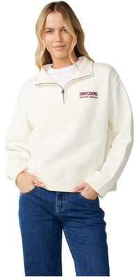2026 Rip Curl Mulher Prancha De Surf Puff 1/4 Zip Fleece 07WWFL - Bone