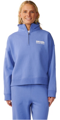 2026 Rip Curl Mulher Prancha De Surf Puff 1/4 Zip Fleece 07WWFL - Mid Blue