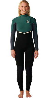 2026 Rip Curl Mulher E-Bomb 4/3mm Zip Free Fato De Neopreno 16LWFS - Dark Green