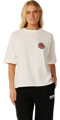 2026 Rip Curl Mulher Hibiscus Archive Camiseta Boxy 0QYWTE - Bone