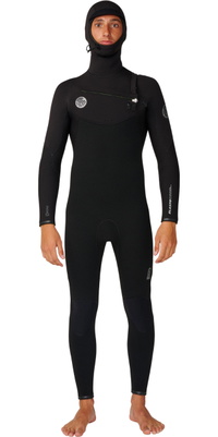 2027 Rip Curl Mens Elasto 5/4mm Chest Zip Hooded Wetsuit 18UMFS - Black