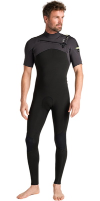 2026 C-Skins Mens NuWave Session Lite 2/2mm Chest Zip Short Arm Wetsuit C-NSEL22SAM - Black / Meteor