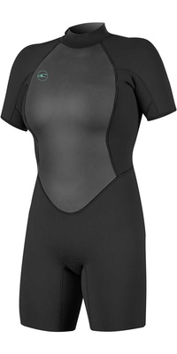 2025 Oneill Feminino Reactor Ii 2mm Back Zip Shorty Fato De Mergulho 5043 - Preto