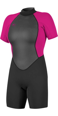 2025 Oneill Feminino Reactor Ii 2mm Back Zip Shorty Fato De Mergulho 5043 - Preto / Baga