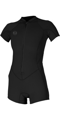 2026 ONeill Bahia Das Mulheres 2/1mm Front Zip Shorty Wetsuit Preto 5293