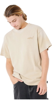 2025 Rip Curl T-shirt Medina Com Acabamento Envelhecido 0TKMTE - Khaki Sand