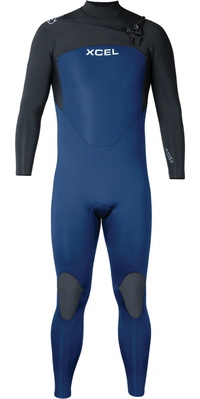 2026 XCEL Mens Axis 3/2mm Chest Zip Fato De Mergulho MN32ZAX4 - Navy / Black