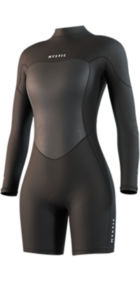2026 Mystic Womens Brand 3/2mm Long Arm Back Zip Shorty Fato De Mergulho 35000.250063 - Black